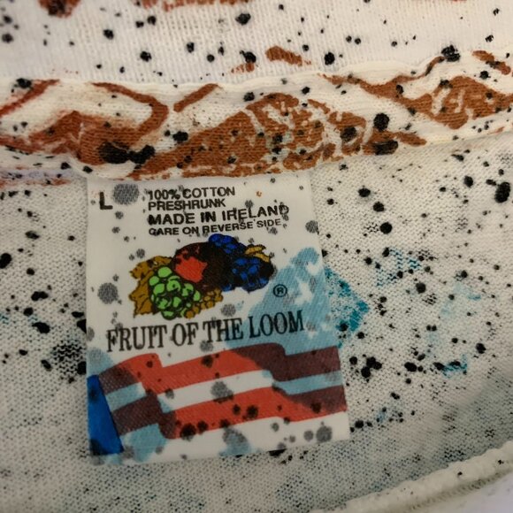 Vintage 90s Native American AOP T Shirt L White Crewneck Single Stitch Chief - Picture 8 of 8